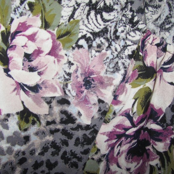 Plus Size 14/16 1X Cato Pretty spring Blouse Leopard Print purple floral top - Picture 3 of 3